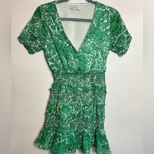 Olivaceous Green Floral Mini Dress